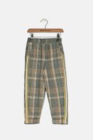 Kids Girls Side Pocket Check Pants  Yellow/Black Combo - thumbnail