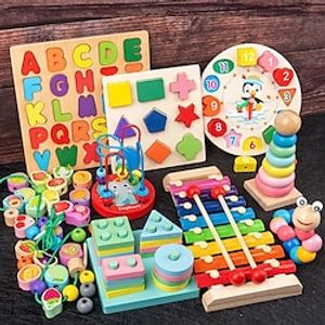 Montessori Wooden Toys for Babies 1 2 3 Years Boy Girl Gift Baby Development Games Wood Puzzle for Kids Educational Learning Toy Lightinthebox