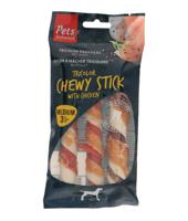 Pets Unlimited Tricolor Chewy Sticks w/ Ckn M 3pcs For Dog