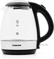 Nikai Glass Pot Kettle NK303G Clear/Silver/Black