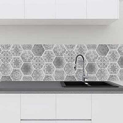 10pcs Geometric Hexagonal Tile Stickers Bathroom Kitchen Wall Stickers Non-slip Floor Stickers miniinthebox