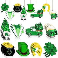 24pcs St. Patrick's Day Ornaments Wooden St. Patricks Day Decorations Lucky Hanging Ornament Hanging Wishes Craft for Tree Shamrock Wall Decoration 8 Styles Irish Horseshoes Lightinthebox - thumbnail