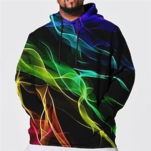 Men's Plus Size Pullover Hoodie Sweatshirt Big and Tall 3D Print Hooded Long Sleeve Spring   Fall Basic Fashion Streetwear Comfortable Daily Wear Vacation Tops Lightinthebox