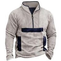Men's Sweatshirt Polar Fleece Quarter Zip Sweatshirt Light Grey Half Zip Color Block Pocket Sports  Outdoor Daily Holiday Streetwear Basic Casual Spring   Fall Clothing Apparel Hoodies Sweatshirts  miniinthebox - thumbnail