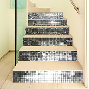 Creative 3d Staircase Stickers Bright Silver Mosaic Diy Imitation Decorative Home Stickers Waterproof 3d Stereo Wall Stickers Lightinthebox