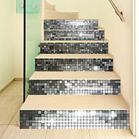 Creative 3d Staircase Stickers Bright Silver Mosaic Diy Imitation Decorative Home Stickers Waterproof 3d Stereo Wall Stickers Lightinthebox - thumbnail