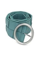 Circular Buckle Intrecciato Leather Belt - thumbnail