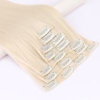 Synthetic Extentions Straight kinky Straight Synthetic Hair 24 inch Hair Extension Clip In Clip In  On 7 Pcs Soft Silky Smooth All Lightinthebox - thumbnail