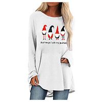 Women's Shift Dress Short Mini Dress Blue Blushing Pink Gray White Black Brown Long Sleeve Print Letter Print Fall Round Neck Casual Christmas 2021 S M L XL XXL 3XL 4XL 5XL miniinthebox - thumbnail