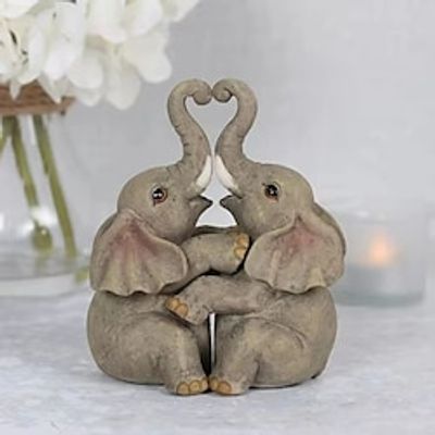 Creative Love Animal Hug Statue Resin Crafts Elephant Couple Hug Statue Wedding Anniversary Gift Birthday Home Decor miniinthebox