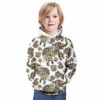 Kids Boys' Hoodie  Sweatshirt Long Sleeve 3D Print Elephant Animal Unisex Beige Children Tops Summer Active Daily Wear Christmas Regular Fit 3-13 Years miniinthebox - thumbnail