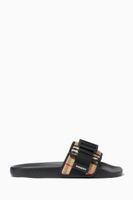 Buckled Strap Slides in Vintage Check Cotton Buckled Strap Slides in Vintage Check Cotton