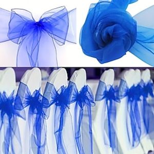 2pcs Organza Chair Sash Bow Sashes For Wedding And Events Supplies Party Decoration Chair Cover SashRoyal Blue Wedding Supplies Scene Decor Home Decor Room Decor Lightinthebox