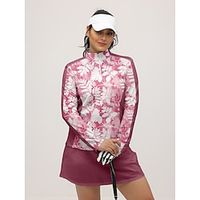 Women's Golf Polo Shirt Pink Blue Purple Long Sleeve Top Floral Ladies Golf Attire Clothes Outfits Wear Apparel miniinthebox