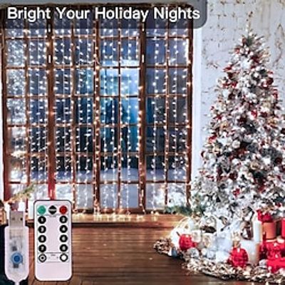 1pc Curtain Fairy Lights, Curtain Decor Light String, USB 300 LEDs Fairy Lights, Curtain With 8 Lighting Modes, For Party Garden Living Room Bedroom Indoor Outdoor Lighting Decoration, 118.11x118.11in Lightinthebox 1pc Curtain Fairy Lights, Curtain Decor Light String, USB 300 LEDs Fairy Lights, Curtain With 8 Lighting Modes, For Party Garden Living Room Bedroom Indoor Outdoor Lighting Decoration, 118.11x118.11in Lightinthebox