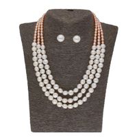 Sri Jagdamba Pearls Baidehi 3 Lines Pearl Necklace Set - JPAU-21-300 - thumbnail