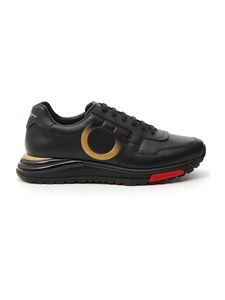 Gancini Black Leather Sneakers