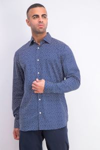 Mens  Standard Fit Long Sleeve Heart Geo Shirt  Medieval Blue