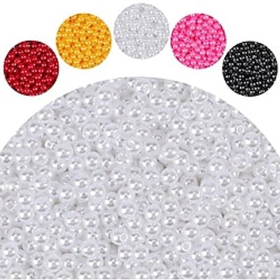 200pcs Pearl Beads6mm/8mm Pearl Beads for Jewelry Bracelets Making Kit Small Round Spacer Plastic Craft Beads Loose Pearl Filler Beads for DIY Craft Necklace Earrings miniinthebox