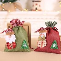 1pc, Christmas Drawstring Portable Gift Bag, Santa Claus Snowman Pattern Gift Packaging Bag, Christmas Decorations, Small Business Supplies, Cheapest Items Available, Clearance Sale. Lightinthebox - thumbnail