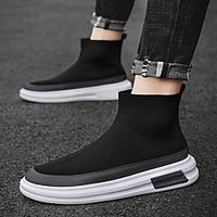Men's Boots Vintage Classic Chinoiserie Daily Outdoor Tissage Volant Non-slipping Wear Proof Booties  Ankle Boots Black and White Gray Black Fall Lightinthebox - thumbnail
