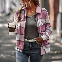 Women's Casual Jacket Active Comfortable Street Style Shacket Zipper Pocket Print Daily Wear Vacation Going out Outdoor Coat Regular Black Blue Pink Fall Winter Zipper Turndown Regular Fit S M L XL Lightinthebox - thumbnail