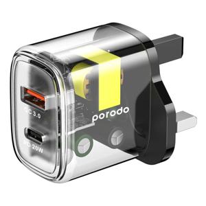 Porodo Dual Output Transparent Quick Charger USB-C PD And USB-A QC UK