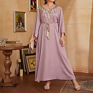 Women's Plus Size A Line Dress Print V Neck 34 Length Sleeve Spring Summer Casual Vintage Maxi long Dress Causal Daily Dress Lightinthebox