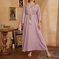 Women's Plus Size A Line Dress Print V Neck 34 Length Sleeve Spring Summer Casual Vintage Maxi long Dress Causal Daily Dress Lightinthebox - thumbnail