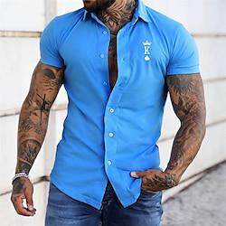 Men's Shirt Button Up Shirt Casual Shirt Summer Shirt Beach Shirt Red Blue khaki Light Blue Short Sleeve King Turndown Hawaiian Holiday Clothing Apparel Fashion Casual Comfortable Lightinthebox