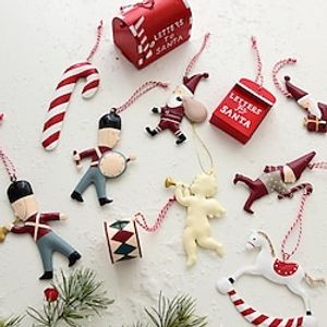 Santa Claus Iron Art Painted Small Pendant Christmas Gift Box Crutch Mini Mailbox Christmas Decoration Christmas Tree Pendant Lightinthebox