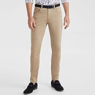 Men's Trousers Chinos Chino Pants Pocket Plain Comfort Breathable Outdoor Daily Going out Cotton Blend Fashion Casual Khaki Dark Blue Lightinthebox