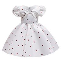Kids Little Girls' Dress Solid Colored Causal Pleated White Midi Short Sleeve Sweet Dresses All Seasons miniinthebox - thumbnail