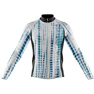 Men's Cycling Jersey Long Sleeve Bike Jersey with 3 Rear Pockets Mountain Bike MTB Road Bike Cycling Cycling Breathable Ultraviolet Resistant Quick Dry Sky Blue White Polyester Sports Clothing Apparel Lightinthebox