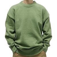 Unisex Pullover Sweater Jumper Knitwear Pullover Chunky Knit Regular Solid  Plain Color Crew Neck Clothing Apparel Drop Shoulder Fall  Winter Black Red M Lightinthebox - thumbnail