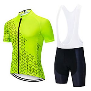 Men's Short Sleeve Cycling Jersey with Shorts Summer Spandex White Black Green Bike Quick Dry Breathable Sports Geometric Mountain Bike MTB Road Bike Cycling Clothing Apparel  Stretchy  Athletic Lightinthebox