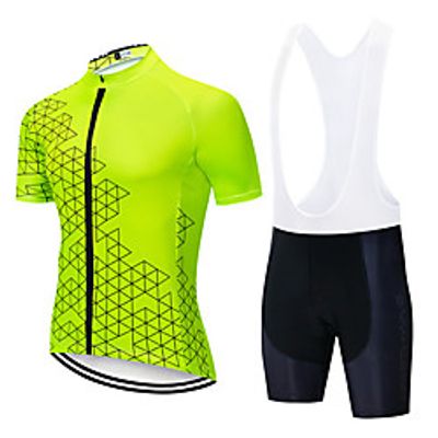 Men's Short Sleeve Cycling Jersey with Shorts Summer Spandex White Black Green Bike Quick Dry Breathable Sports Geometric Mountain Bike MTB Road Bike Cycling Clothing Apparel  Stretchy  Athletic Lightinthebox