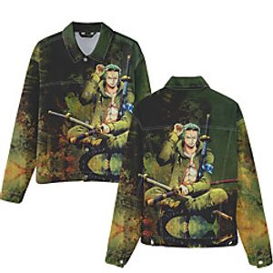 Inspired by One Piece Roronoa Zoro Anime Cartoon Cloth Denim Jacket Harajuku Graphic Coat For Women's Men's Couple's miniinthebox
