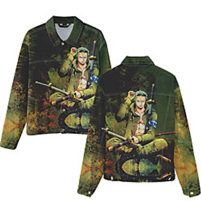 Inspired by One Piece Roronoa Zoro Anime Cartoon Cloth Denim Jacket Harajuku Graphic Coat For Women's Men's Couple's miniinthebox