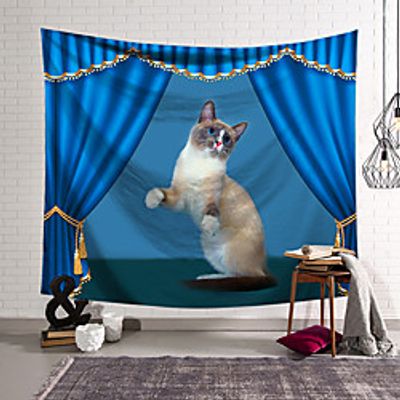 Circus Curtain Wall Tapestry Art Decor Blanket Curtain Hanging Home Bedroom Living Room Decoration Polyester Cat miniinthebox