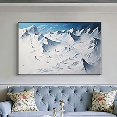 Abstract Winter Oil Painting On Canvas Original Ski Sports Painting Large Modern Wall Art Living Room Wall Decor Custom Wall Art Decor Lightinthebox