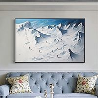 Abstract Winter Oil Painting On Canvas Original Ski Sports Painting Large Modern Wall Art Living Room Wall Decor Custom Wall Art Decor Lightinthebox - thumbnail