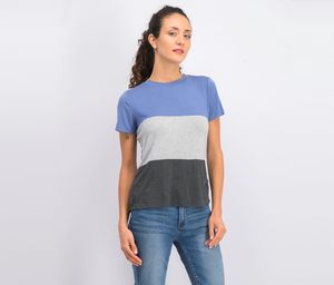 Womens Color Block Tee  Blue/Grey/Charcoal