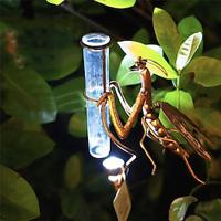 Solar Stake Light Powered Praying Mantis Rain Gauge Lamp Iron Art Animal Lawn Lamp Metal Handicraft Simulation Lawn Ground Insertion Lamp Garden Courtyard Decorative Lamp Lightinthebox