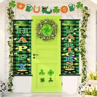 1pc Happy Patricks Poster with Hangers Courtyard Wall Art Canvas Posters Art For Home Living Room Decoration Wall Art Decor Lightinthebox