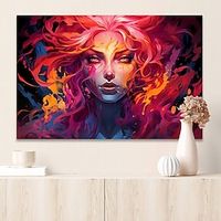 People Wall Art Canvas Pink Anime Woman Prints and Posters Abstract Portrait Pictures Decorative Fabric Painting For Living Room Pictures No Frame miniinthebox