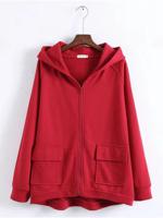 Casual Solid Long Sleeve Zipper Hoodies - thumbnail