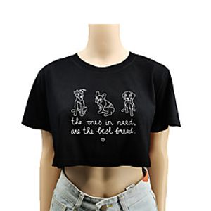 Women's Crop Top Tee  T-shirt Crop Top Crew Neck Dog Letter Printed Sport Athleisure T Shirt Top Short Sleeves Breathable Soft Comfortable Everyday Use Street Casual Daily Outdoor Lightinthebox