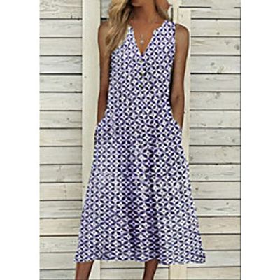 Women's A Line Dress Maxi long Dress Blue Purple Green Sleeveless Check Print Spring Summer Y Neck Active Casual 2021 S M L XL XXL miniinthebox Women's A Line Dress Maxi long Dress Blue Purple Green Sleeveless Check Print Spring Summer Y Neck Active Casual 2021 S M L XL XXL miniinthebox