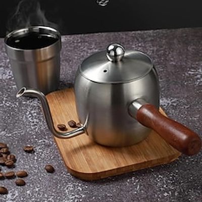 Stainless Steel Fine Mouth Wooden Handle Pour Over Kettle Japanese Miniature Pot Hand Drip Coffee Pot Long Spout Brewing Kettle Lightinthebox